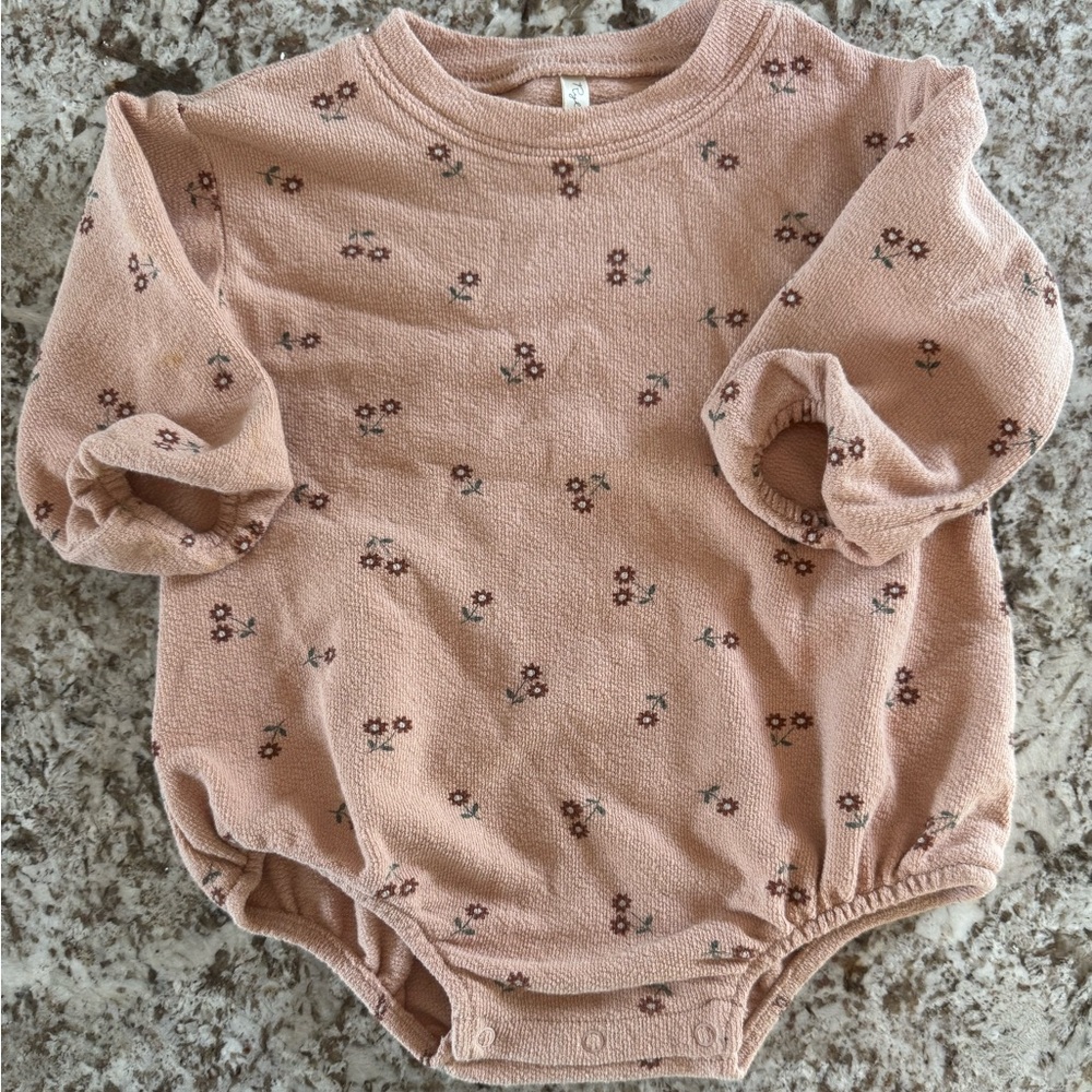 Rylee + Cru Blush Floral Terry Cloth Bubble 6-12 Months